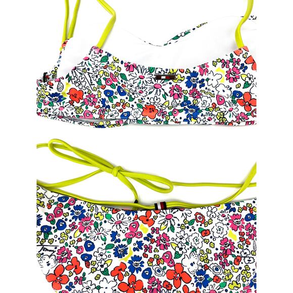 TOMMY HILFIGER 2PC Floral Bikini Top & High Leg Cheeky Swim Bikini Bottom Large - Picture 5 of 6